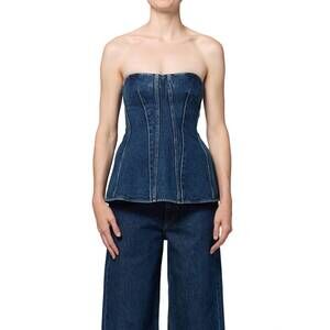 NEW AGOLDE lara sleeveless denim corset top in form
